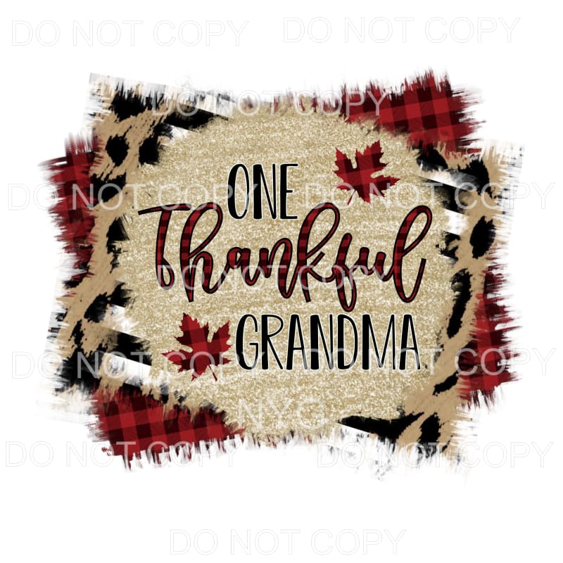 One Thankful Grandma Gold Red Plaid Leopard #1446