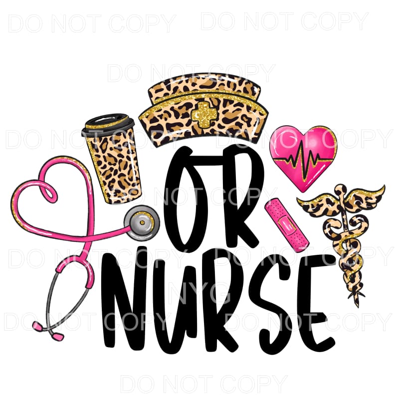 OR Nurse Pink Leopard Stethoscope Sublimation transfers -