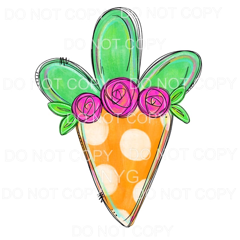 Orange Polka Dot Carrot Purple Flowers Sublimation transfers