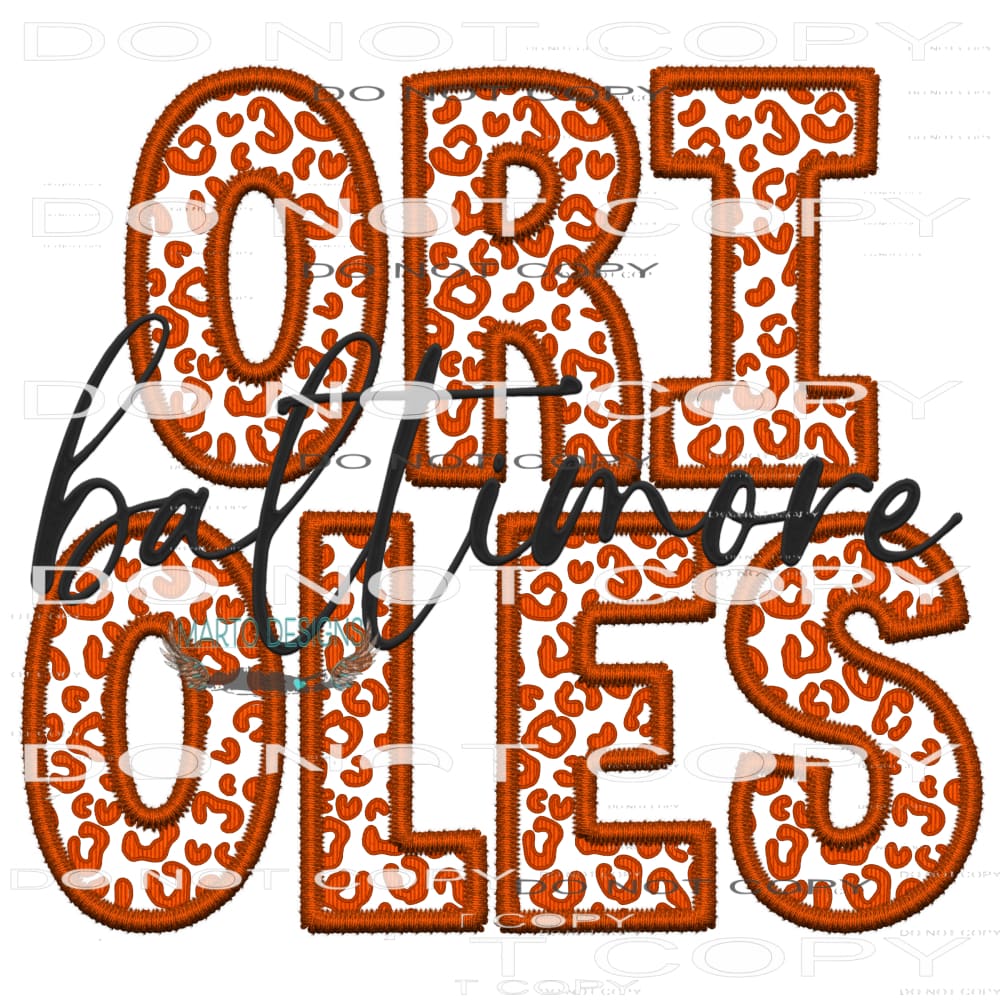 Orioles Baltimore #7855 Sublimation transfers - Heat