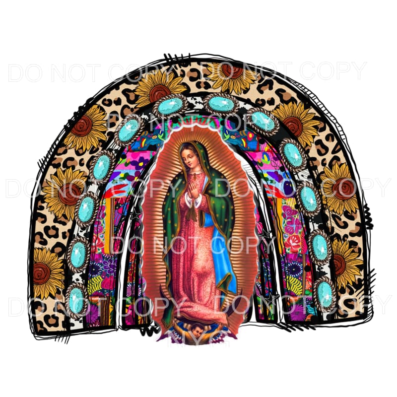 Our Lady Of Guadalupe Rainbow Sunflowers Leopard Turquoise