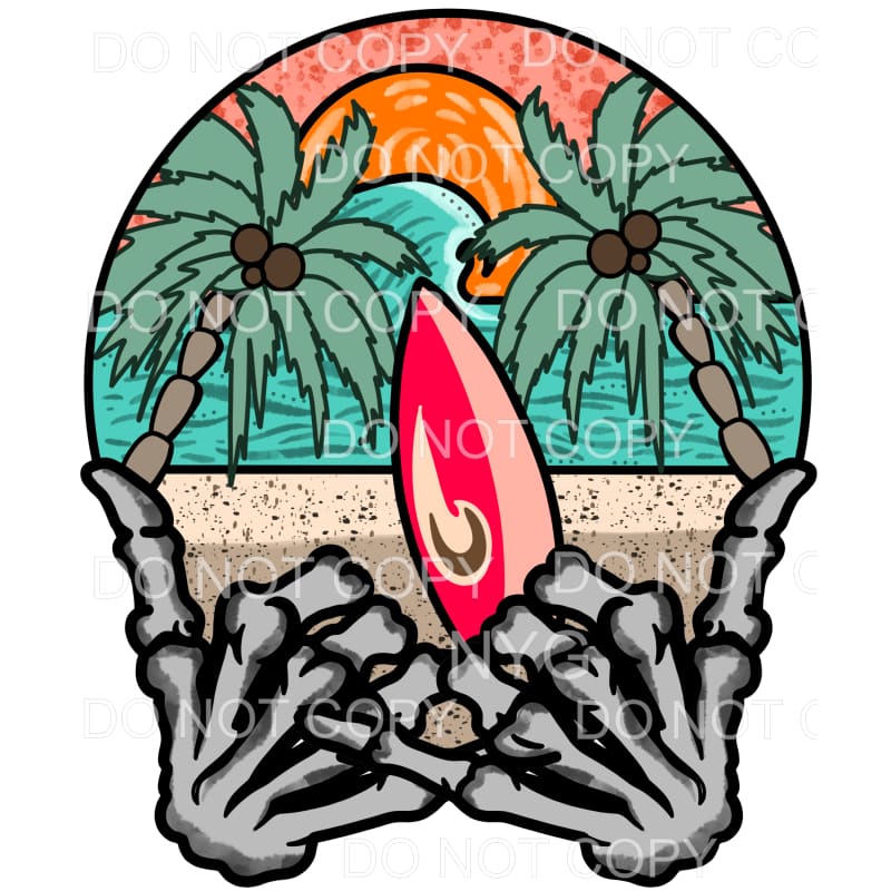 palm trees skull summer surfboard rad # 74 Sublimation