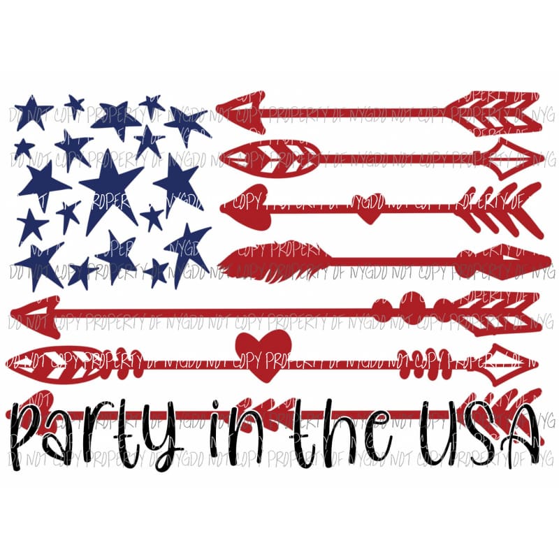 Party in the USA flag Sublimation transfers usa 4th of july america memorial labor day Heat Transfer