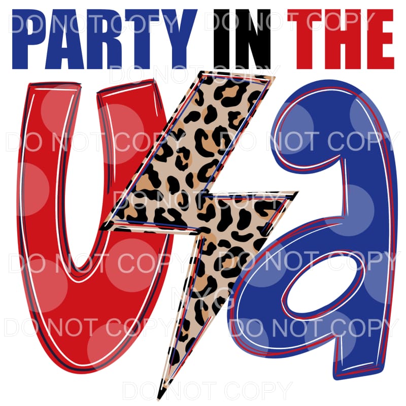 Party In The USA Leopard Lightning Bolt 4th of July America