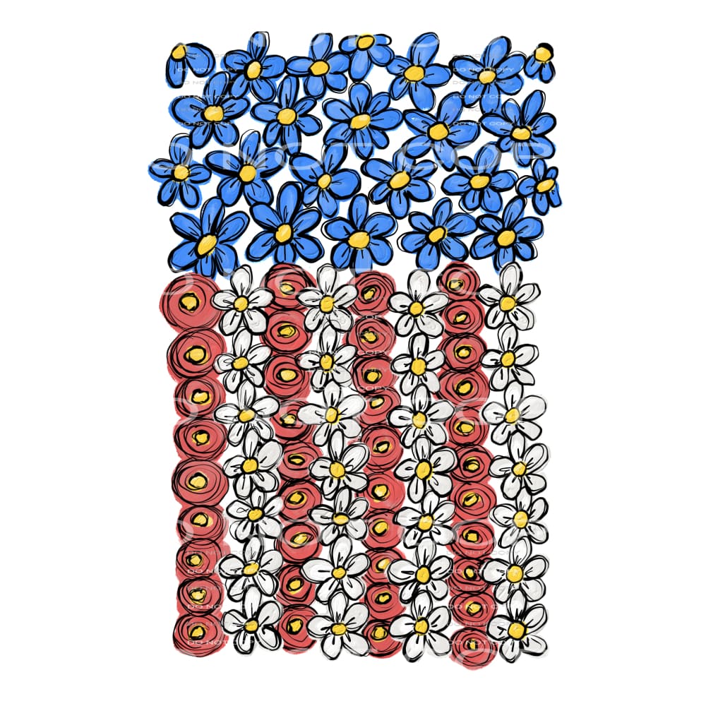 patriotic floral flag #6486 Sublimation transfers - Heat