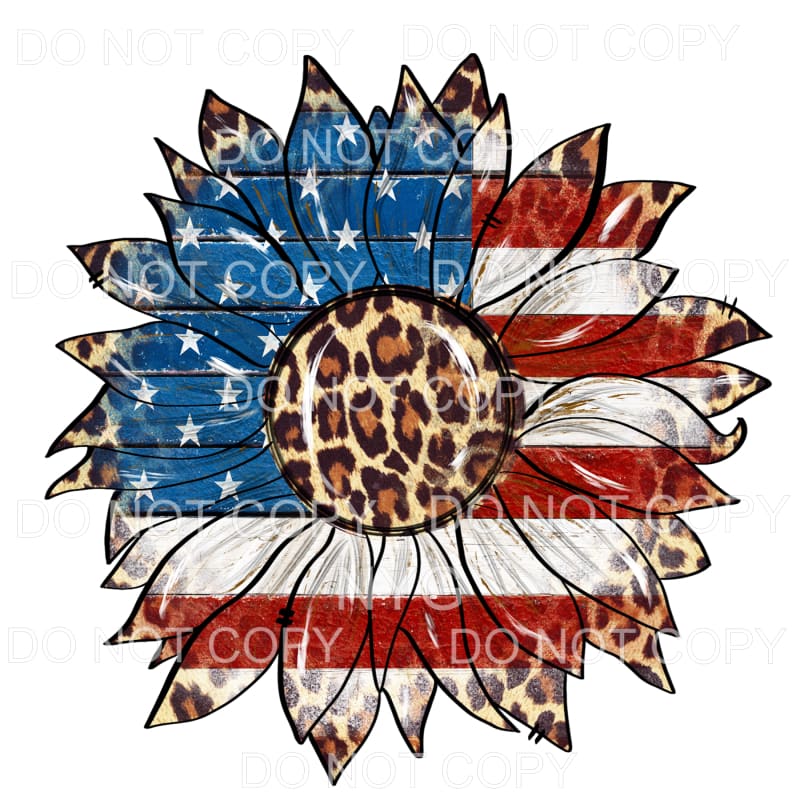 Patriotic Leopard Sunflower Sublimation transfers - Heat