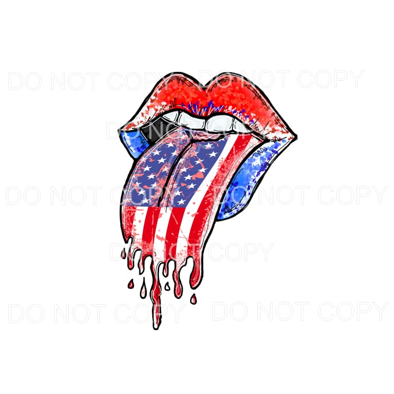 Patriotic Lips American Flag Dripping Sublimation transfers