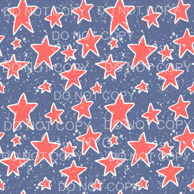 Patriotic Red Stars Blue Background Sheet Sublimation
