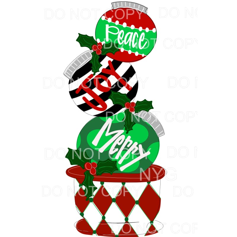 Peace Joy Merry Stacked Ornaments Sublimation transfers -