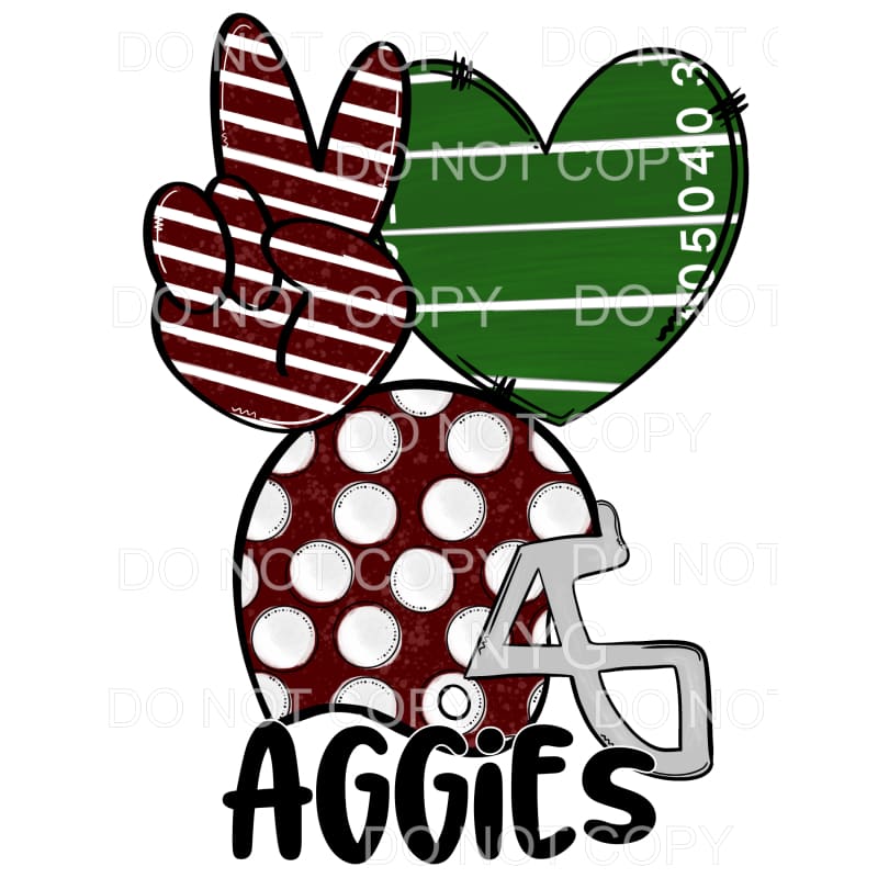 Peace Love Aggies Football Helmet Maroon Texas A&M #278