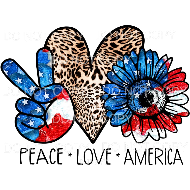 Peace Love America # 3 Sublimation transfers - Heat Transfer