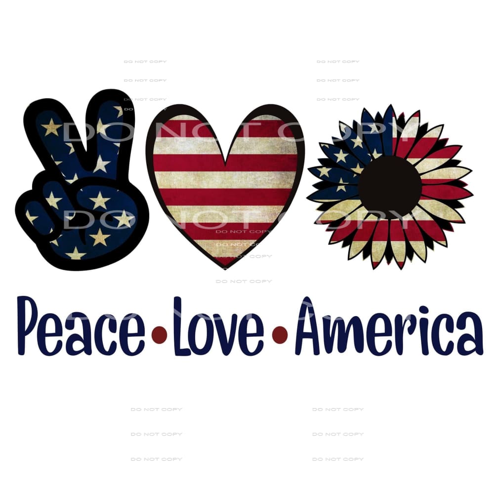 peace love America #5064 Sublimation transfers - Heat