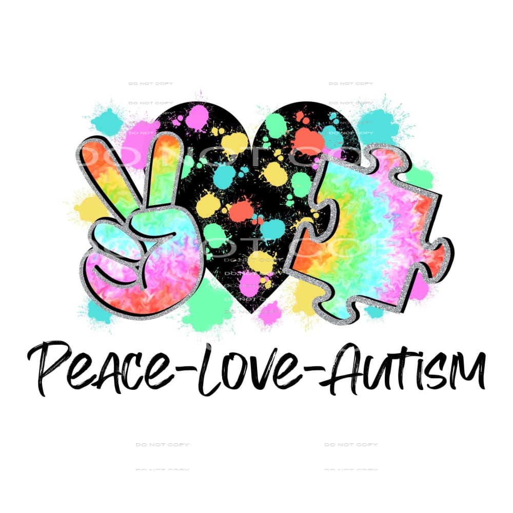 peace love autism #5090 Sublimation transfers - Heat