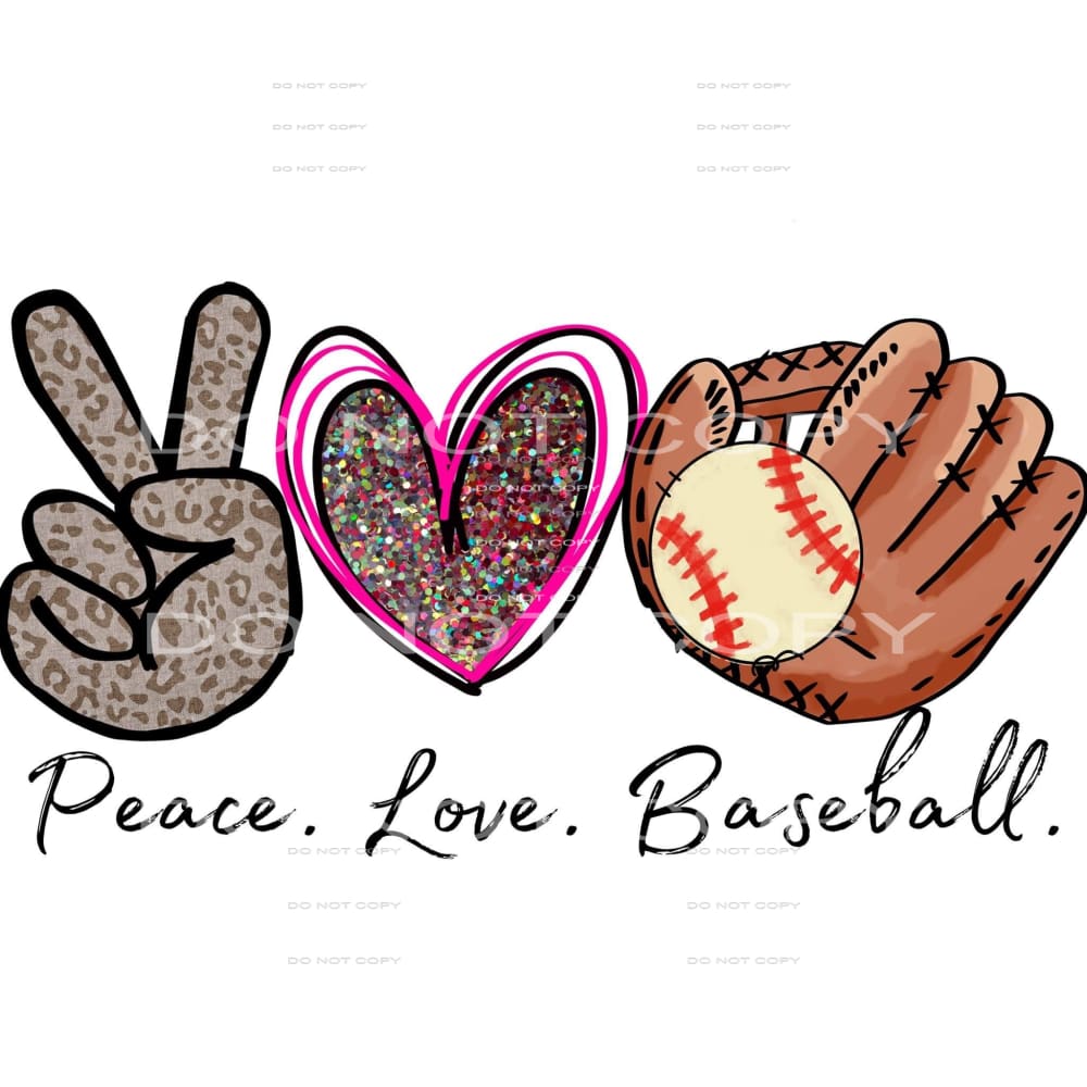 peace love baseball #6012 Sublimation transfers - Heat