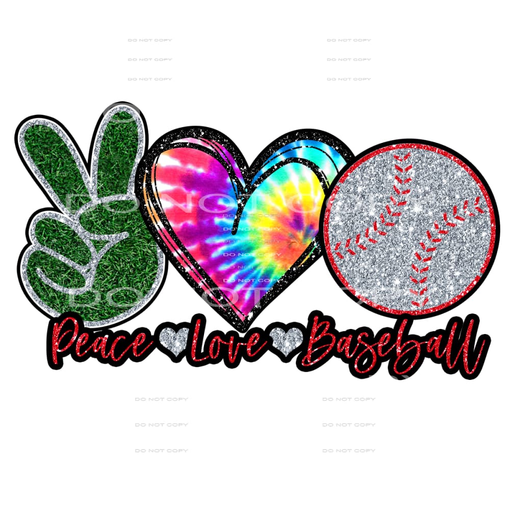 peace love baseball #6251 Sublimation transfers - Heat