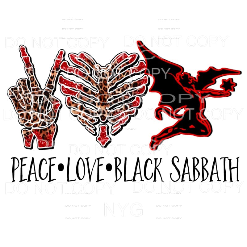 Peace Love Black Sabbath Sublimation transfers - Heat