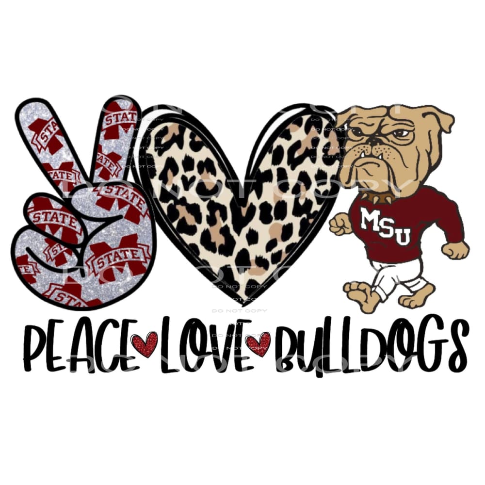 peace love bulldogs #6000 Sublimation transfers - Heat