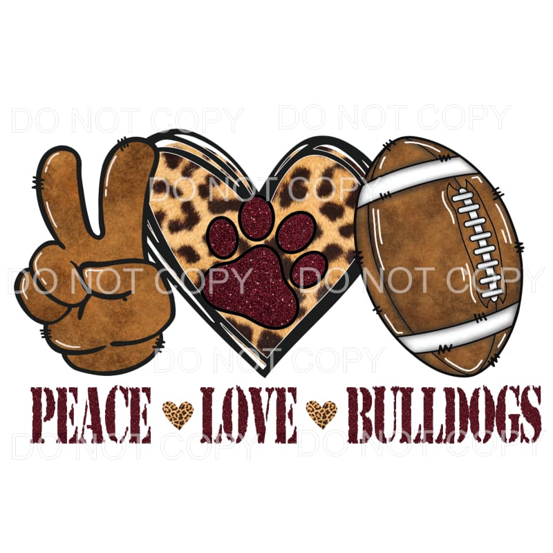 Peace Love Bulldogs Football Maroon Leopard Mississippi #21