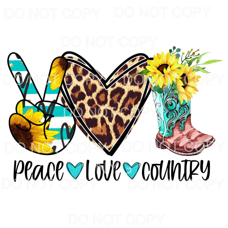 Peace Love Country Leopard Sunflower Boots Sublimation