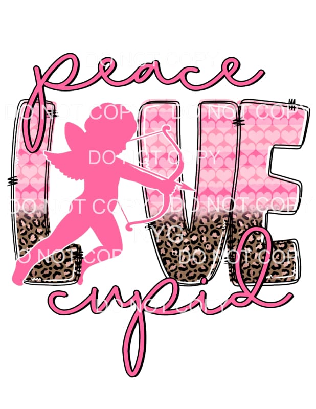 Peace Love Cupid Pink Hearts Leopard Valentines Day #2238
