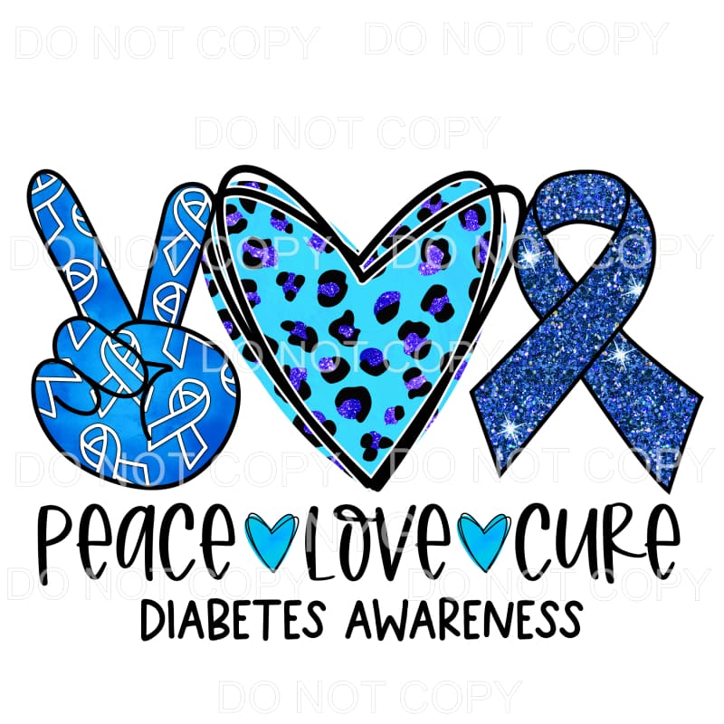 Peace Love Cure Diabetes Awareness Leopard Sublimation