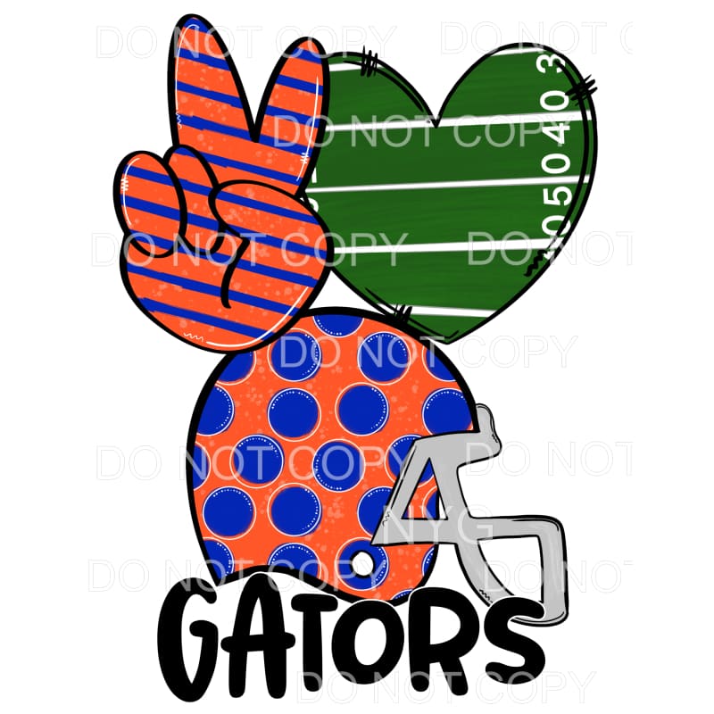 Peace Love Gators Football Helmet Orange Blue Florida #284