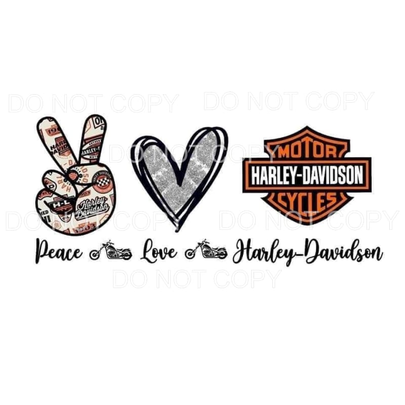 Peace Love Harley Davidson Motorcycle Sublimation transfers