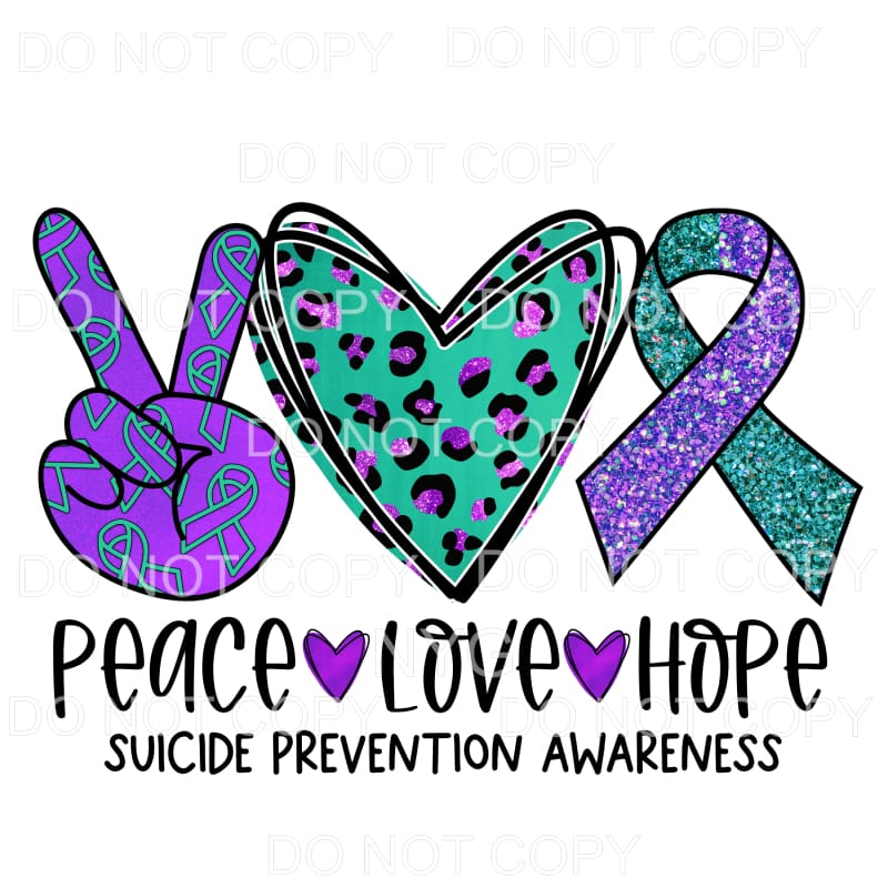 Peace Love Hope Suicide Prevention Awareness Leopard
