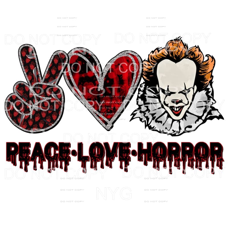 Peace Love Horror #3 Penny Wise IT Sublimation transfers -