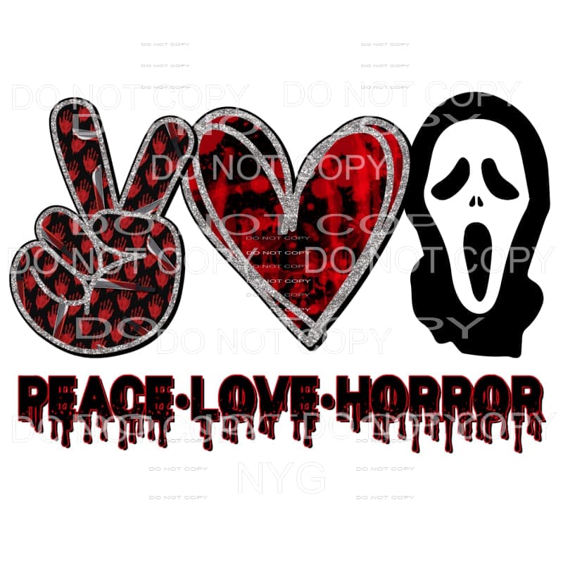 Peace Love Horror #6 Ghostface Scream Sublimation transfers