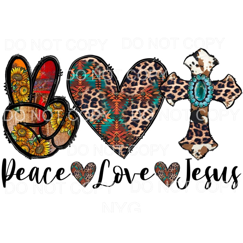 Peace Love Jesus # 38 Sublimation transfers - Heat Transfer
