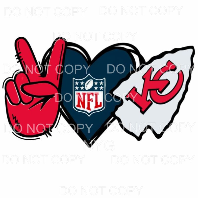 Peace Love KC Kansas City Chiefs Football Sublimation