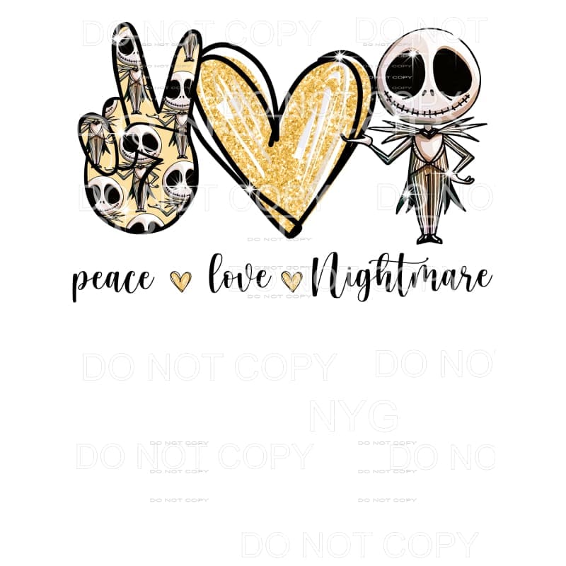 Peace Love Nightmare Jack Skeleton Sublimation transfers -