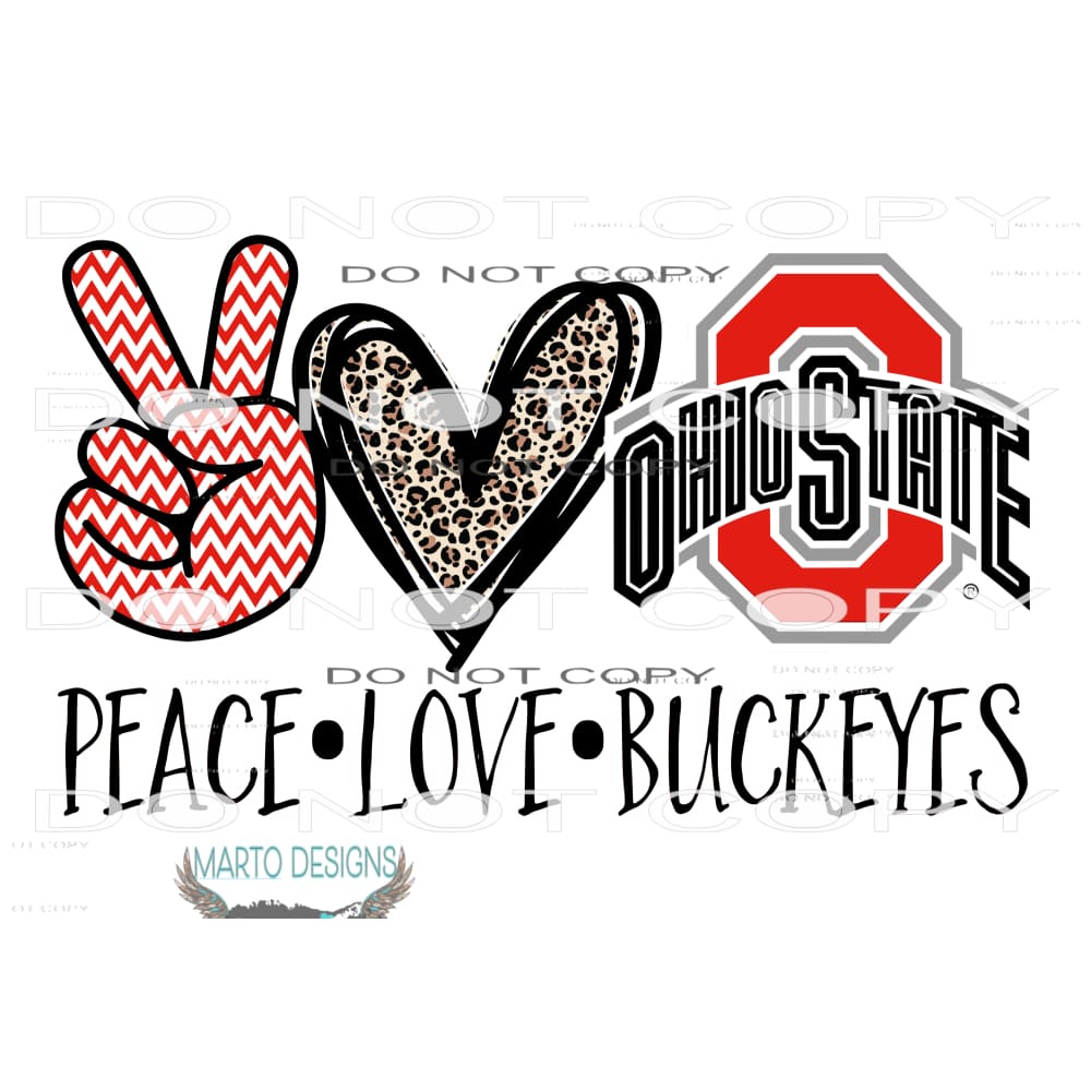 peace love ohio buckeyes red # 1023 Sublimation transfers -