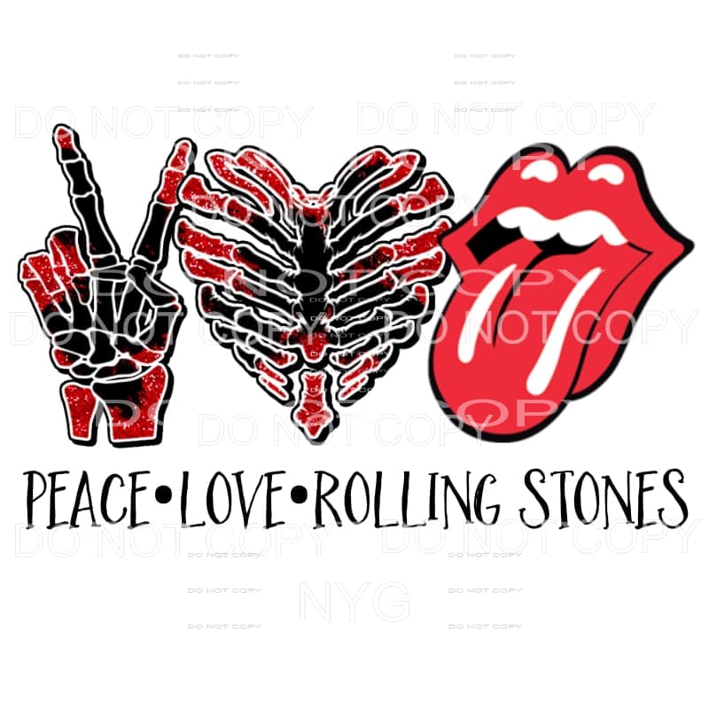Peace Love Rolling Stones Sublimation transfers - Heat