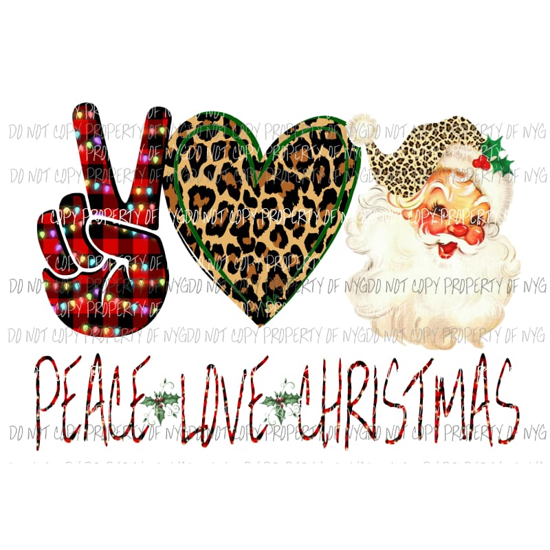 Peace love Santa 1 Sublimation transfers Heat Transfer
