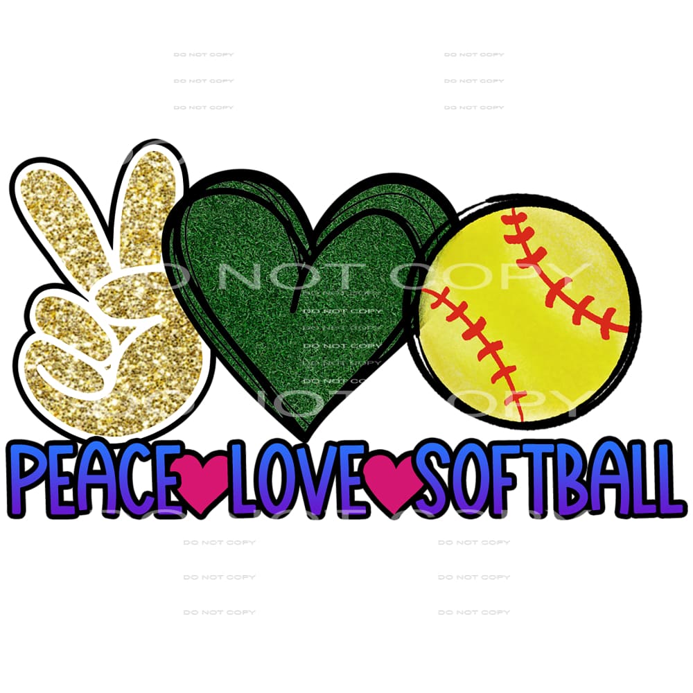 peace love softball #6277 Sublimation transfers - Heat