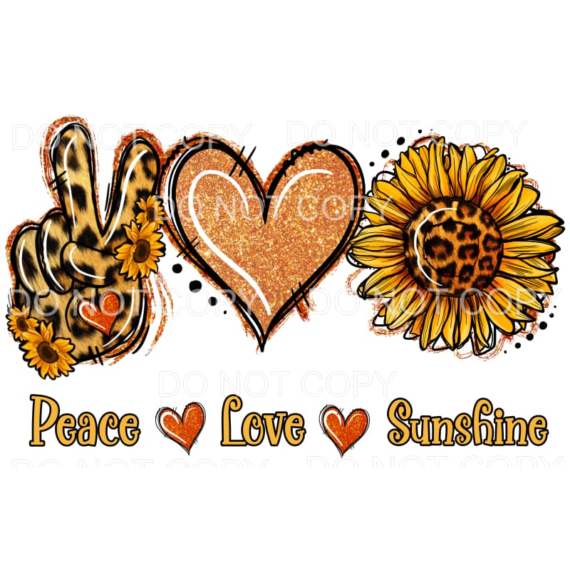 Peace Love Sunshine Leopard Sunflowers Gold Glitter #2105