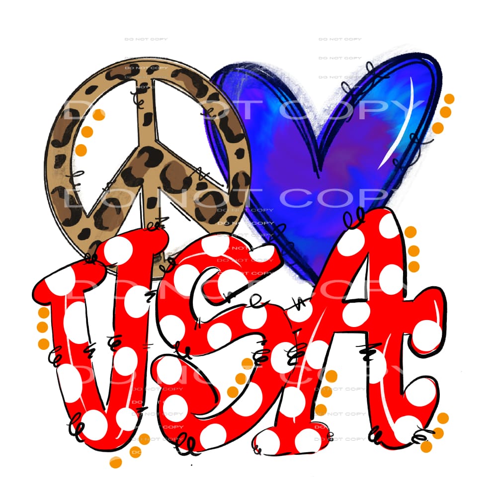 peace love USA #7206 Sublimation transfers - Heat Transfer
