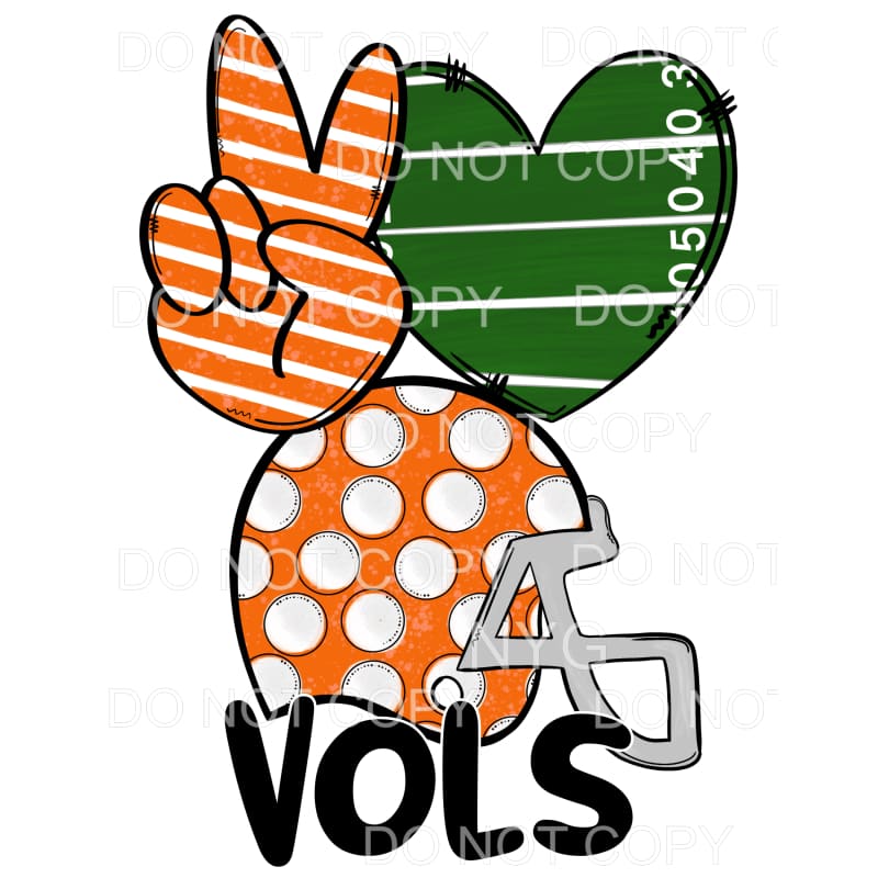 Peace Love Volunteers Football Helmet Orange Tennessee #283