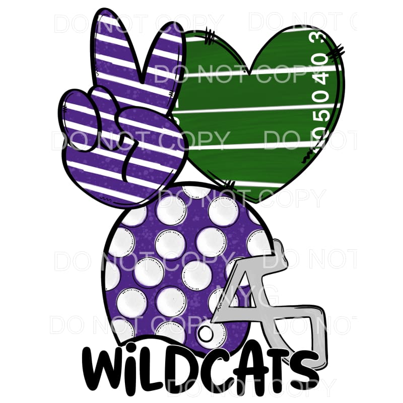 Peace Love Widlcats Football Helmet Purple Northwestern
