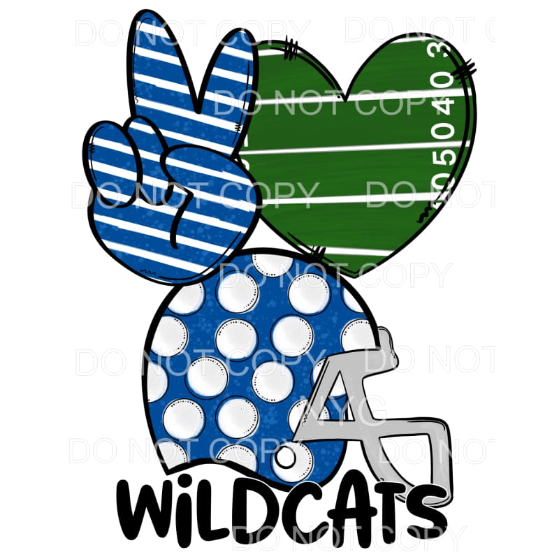 Peace Love Wildcats Football Helmet Bue White Kentucky #296