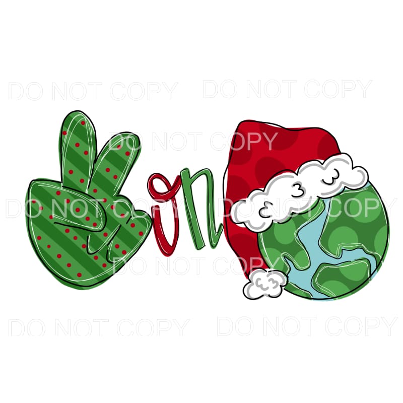 Peace On Christmas World Santa Hat Sublimation transfers -