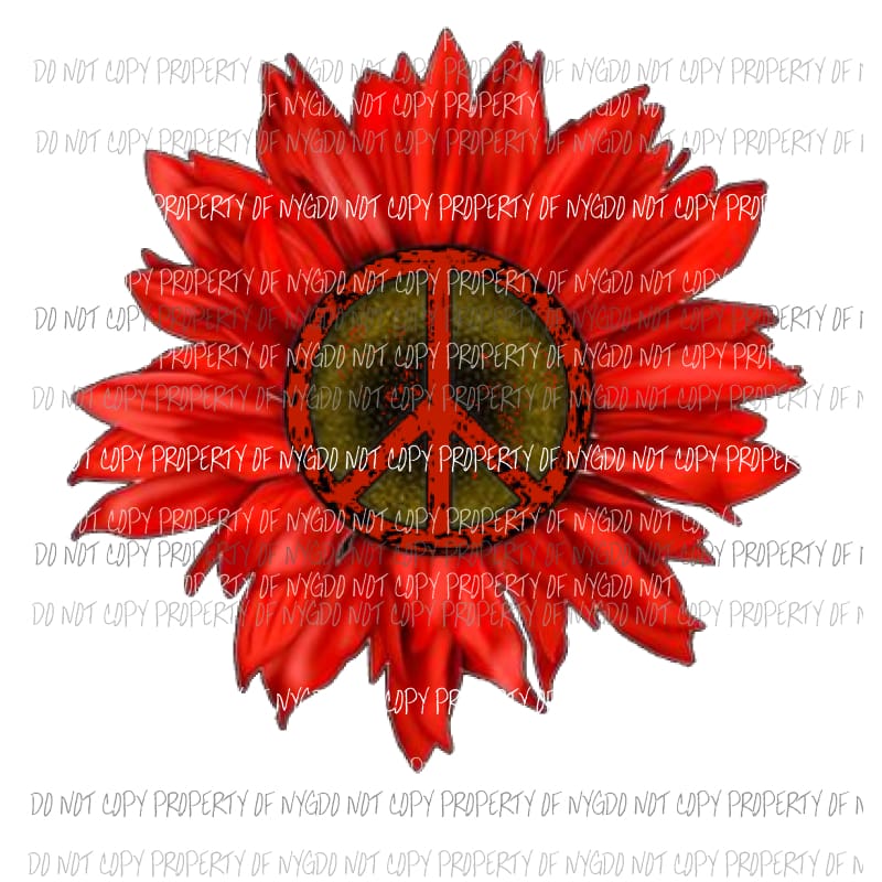 Peace Red Flower Sublimation transfers Heat Transfer