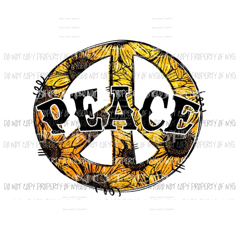 Peace Sunflower #2 Sublimation transfers Heat Transfer