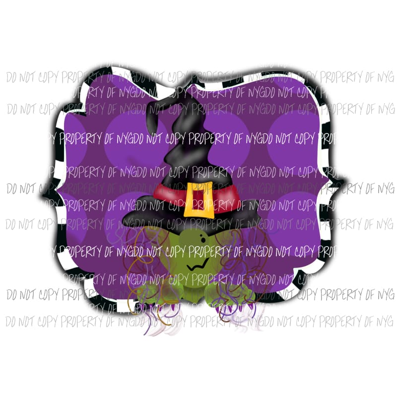 Peeking Witch black hat Halloween Sublimation transfers Heat Transfer