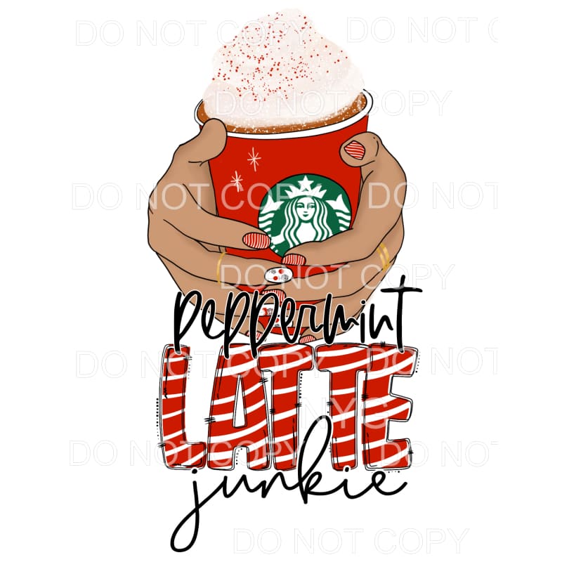 Peppermint Latte Junkie Red Stripes Cup Hands #1195