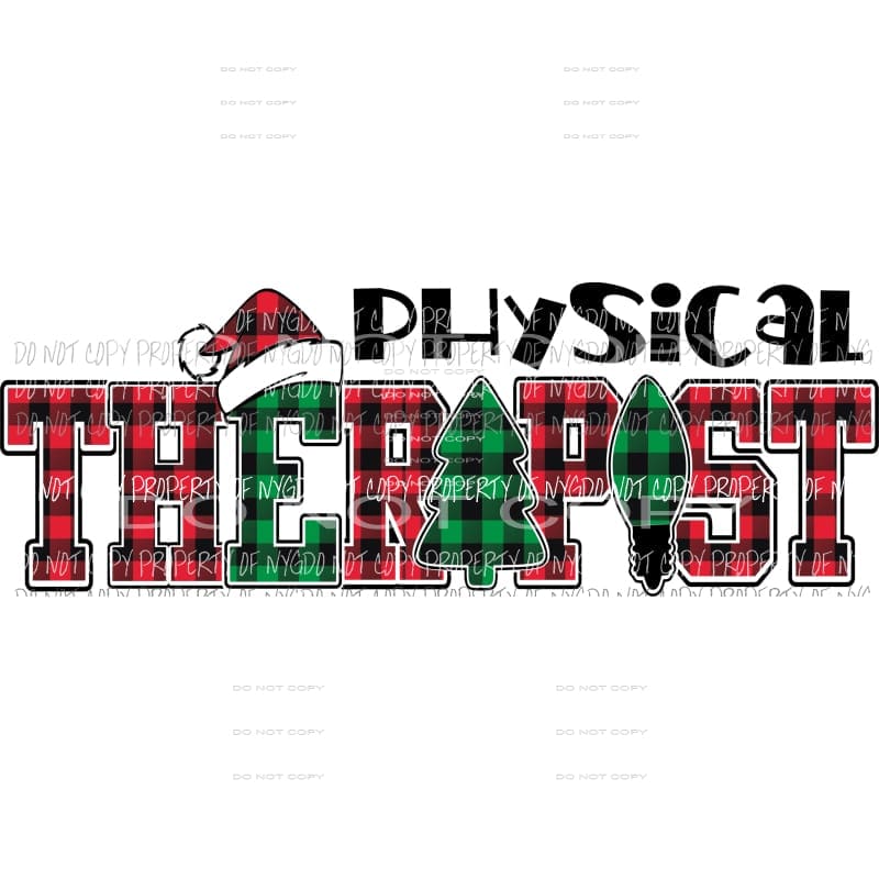 PHYSICAL THERAPIST buffalo plaid ornament tree santa hat Sublimation transfers Heat Transfer
