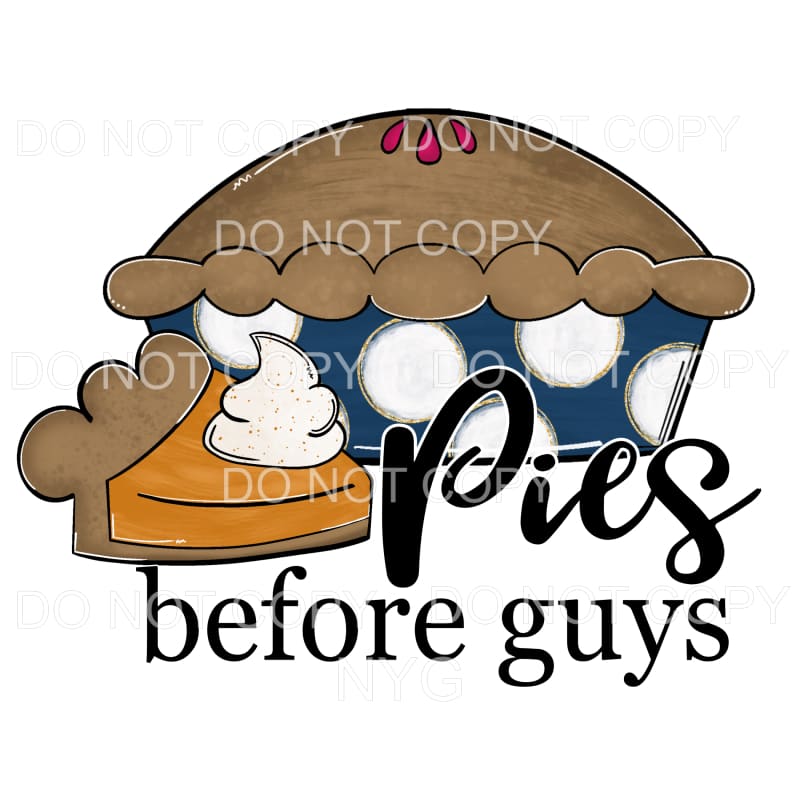 Pies Before Guys Blue White Polka Dots Gold #1576