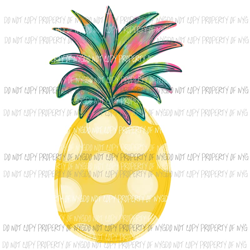Pineapple polka dots watercolor Sublimation transfers Heat Transfer